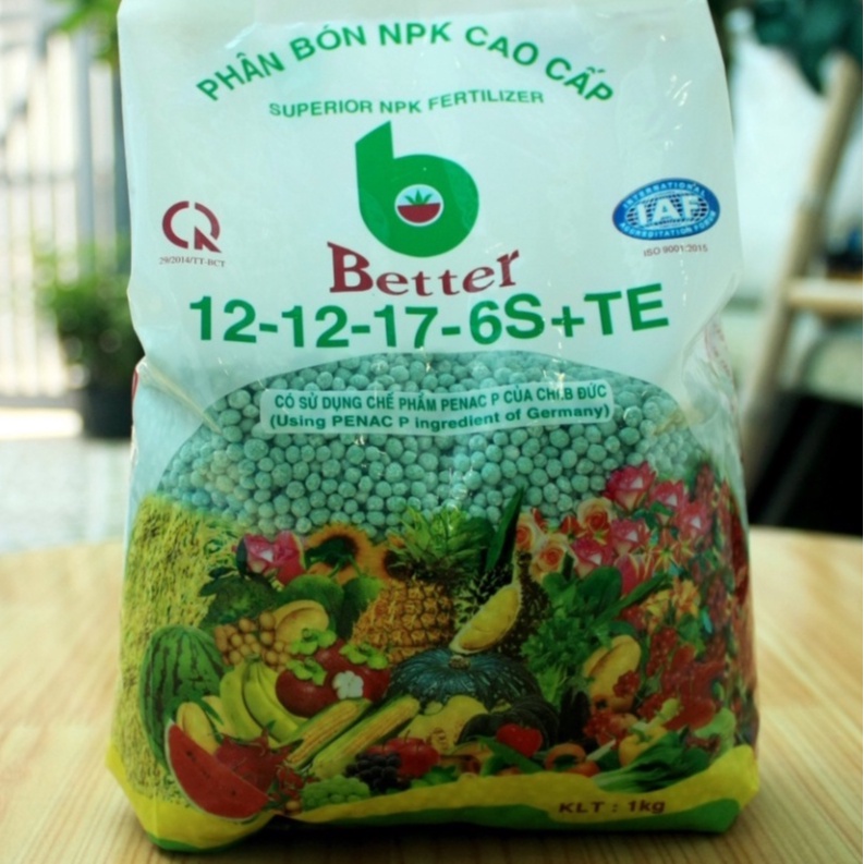 Better Xanh 1kg Phân bón NPK 12-12-17-6S TE