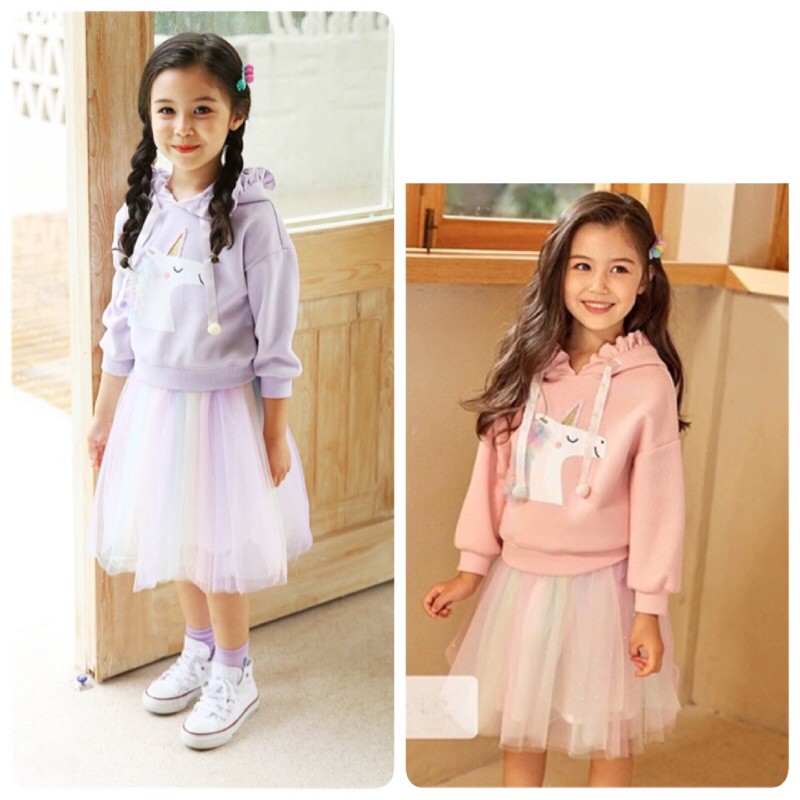 Set váy đầm kỳ lân công chúa cho bé gái - kèm ảnh thật