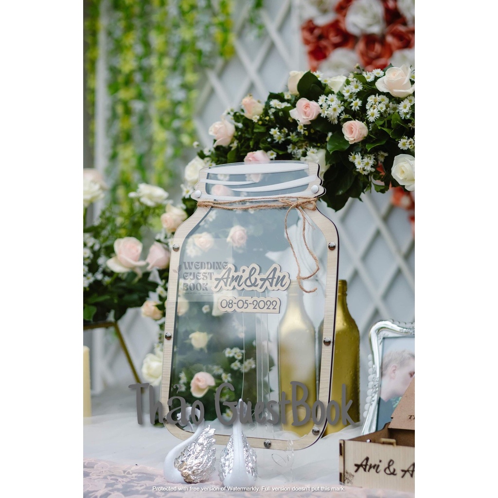 Bình Thả Tim Ký Tên Trong Suốt Hiện Đại Bắt Trend Đám Cưới | Lọ mật ong |Thao Wedding Guestbook