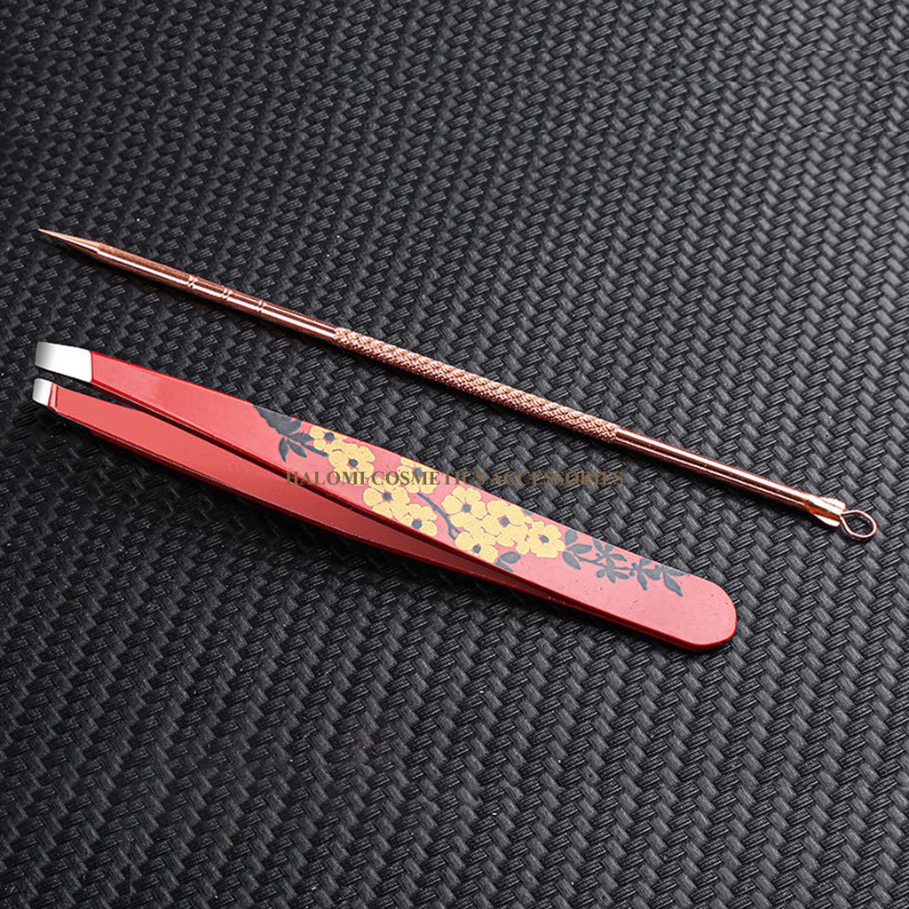 Nhíp hoa dụng cụ kẹp lông mi, lông mày HALOMI bằng thép cao cấp chuyên cho makeup_Hàng cao cấp