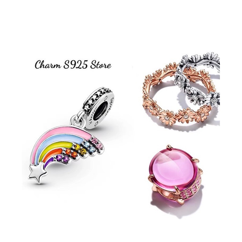 charm pan treo ngôi sao cầu vòng bạc s925 cao cấp