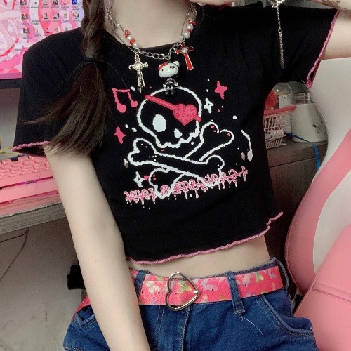 WANG JIAO ZHAN Áo phông in hoạt hình phong cách Harajuku dành cho nữ