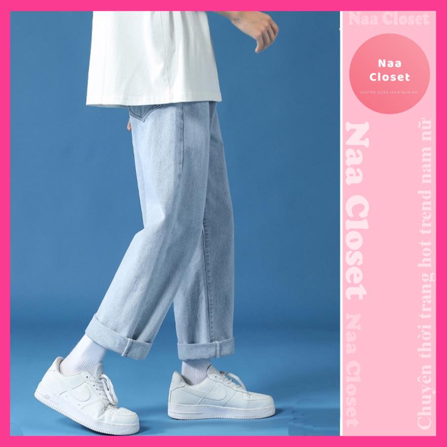 Quần jean bò baggy nam nữ ống suông rộng Unisex hàng Quảng Châu phong cách Hàn Quốc sành điệu style hót 2022 Naacloset
