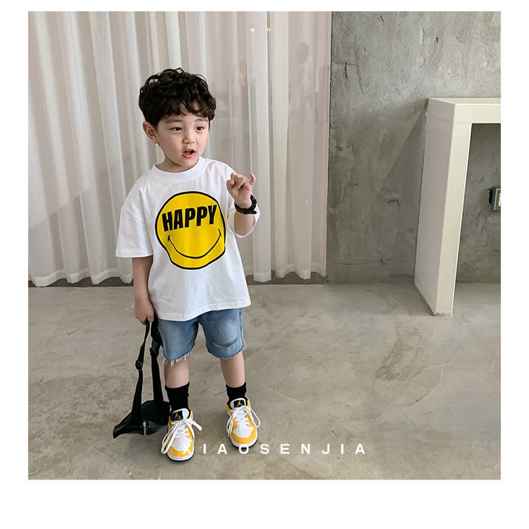 Áo thun cotton ngắn tay thời trang mùa hè cho bé trai