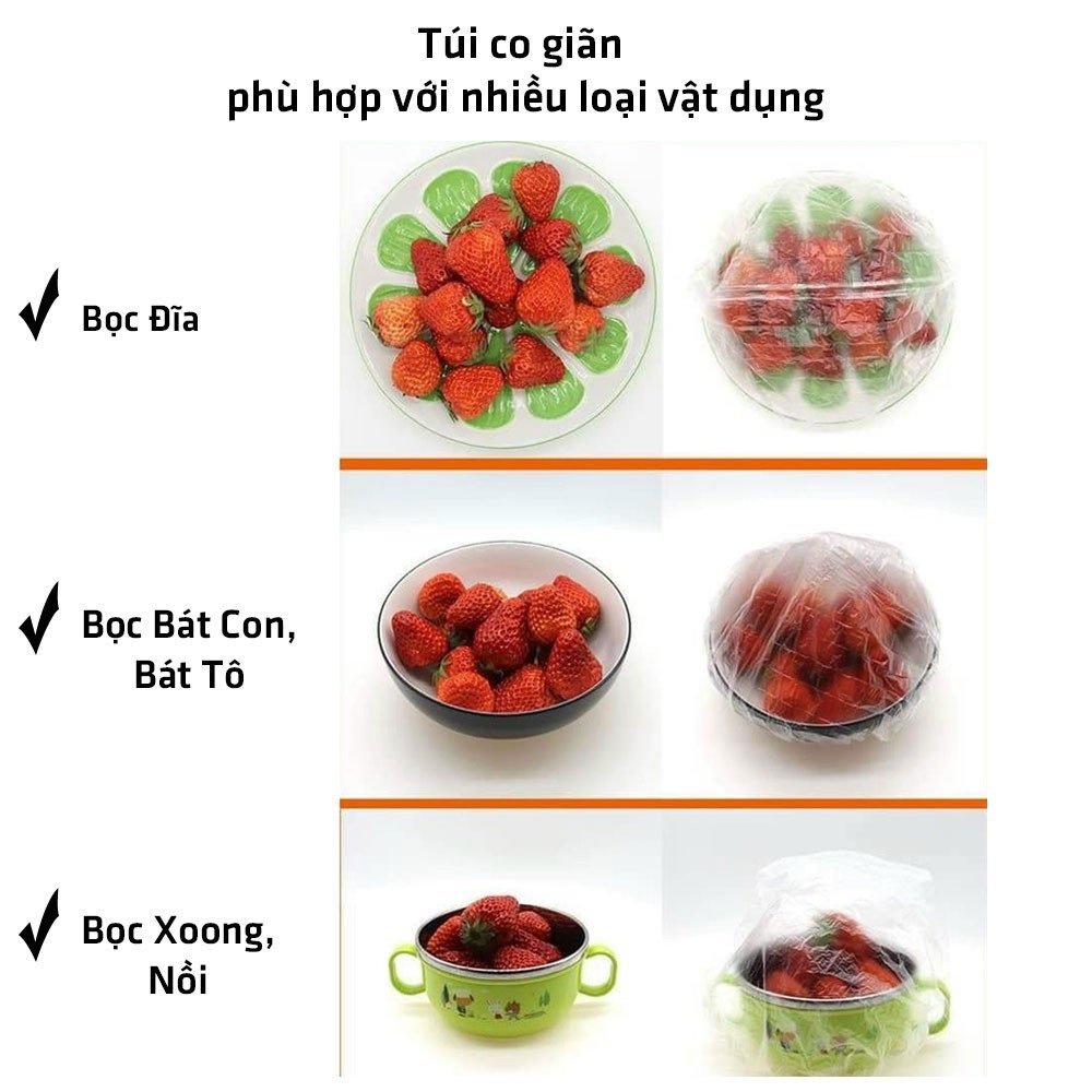 Màng bọc thực phẩm co giãn siêu dai có chun hình túi Gấu set 100 chiếc