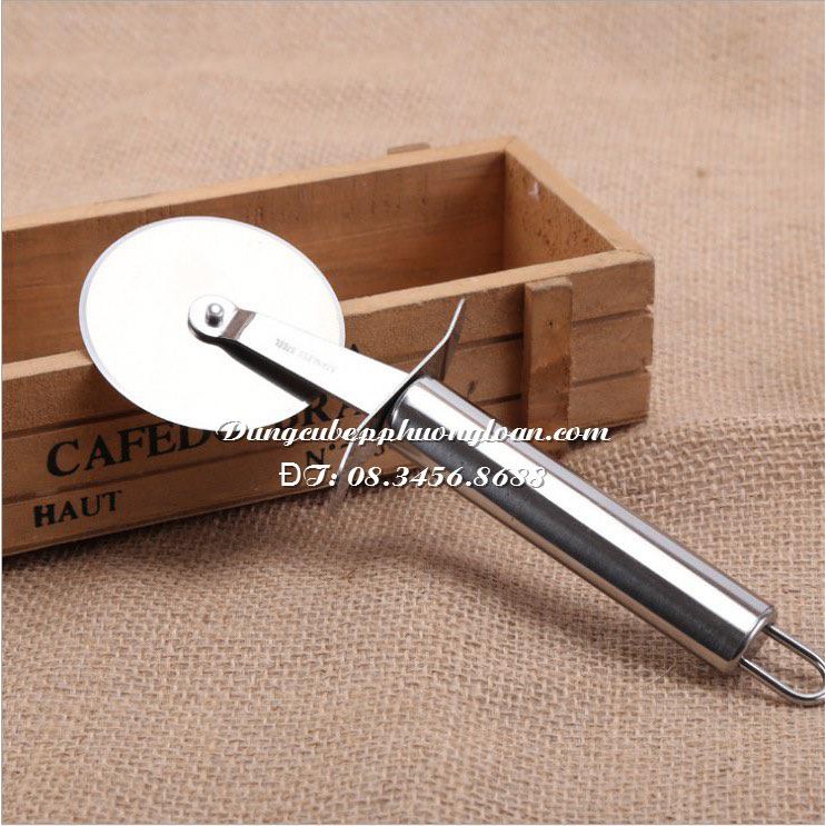 Dao cắt bánh Pizza inox cao cấp, lưỡi tròn xoay 10cm và 6.5cm