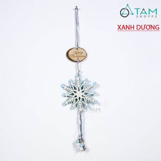 Phụ kiện treo Noel bông tuyết gỗ lát cây chữ Merry X-PKTCT-32