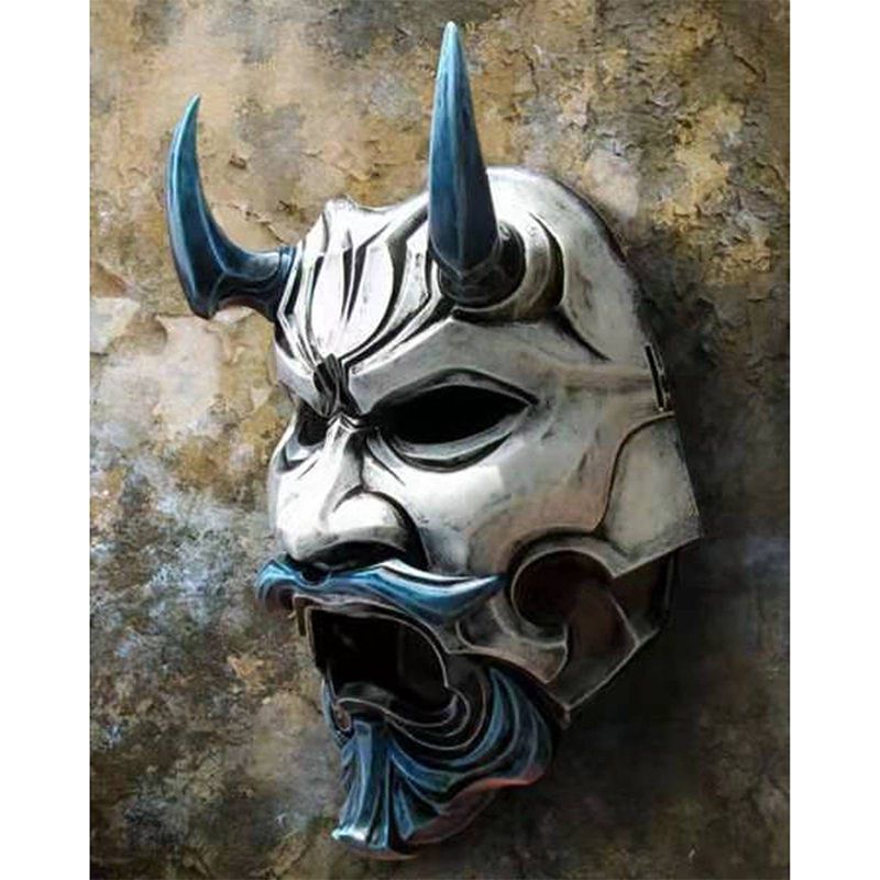 Mặt Nạ Cao Su Hóa Trang Quái Vật Samurai Kabuki Trong Phim Devil Hannya Oni Nhân Dịp Halloween Cho Người Lớn