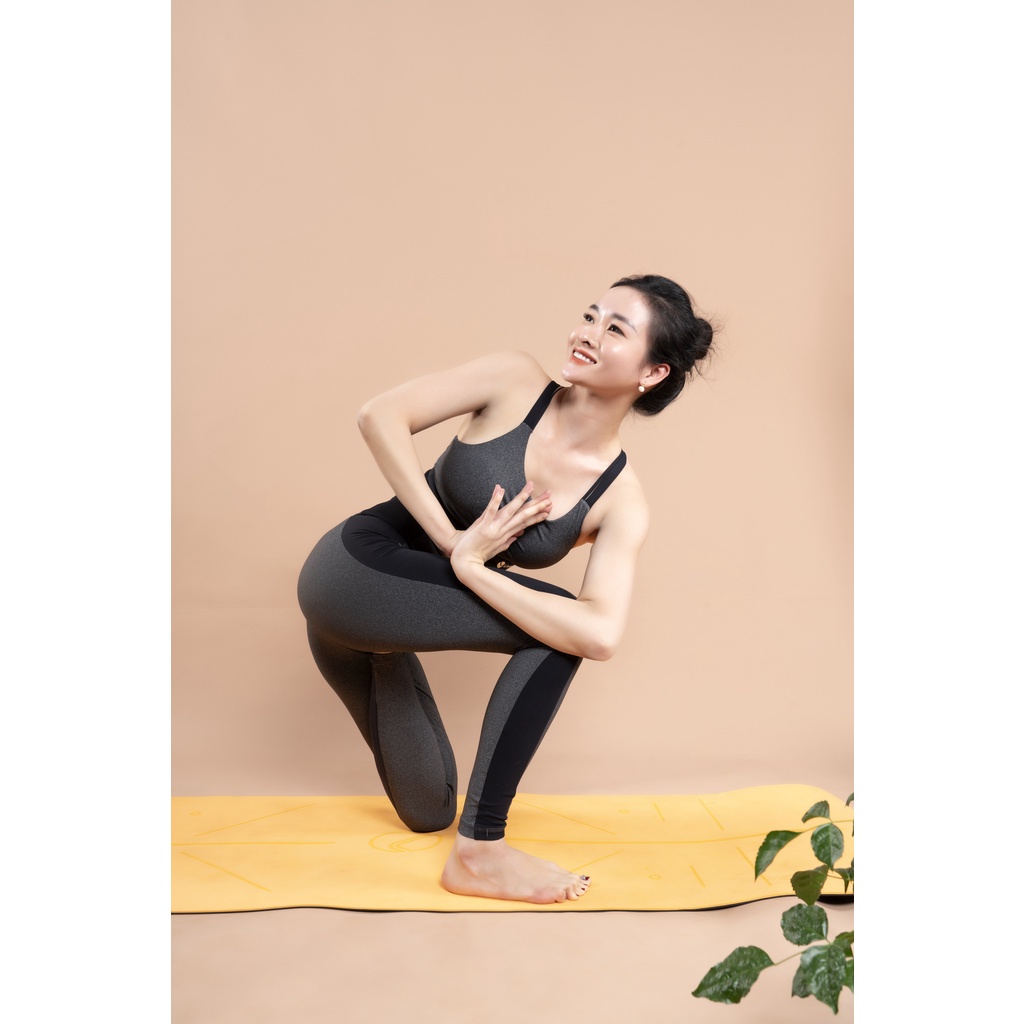 Bộ Đồ Tập Gym Yoga Blooming Màu Xám Livan Sport Tặng Kèm Mút Ngực Cao Cấp