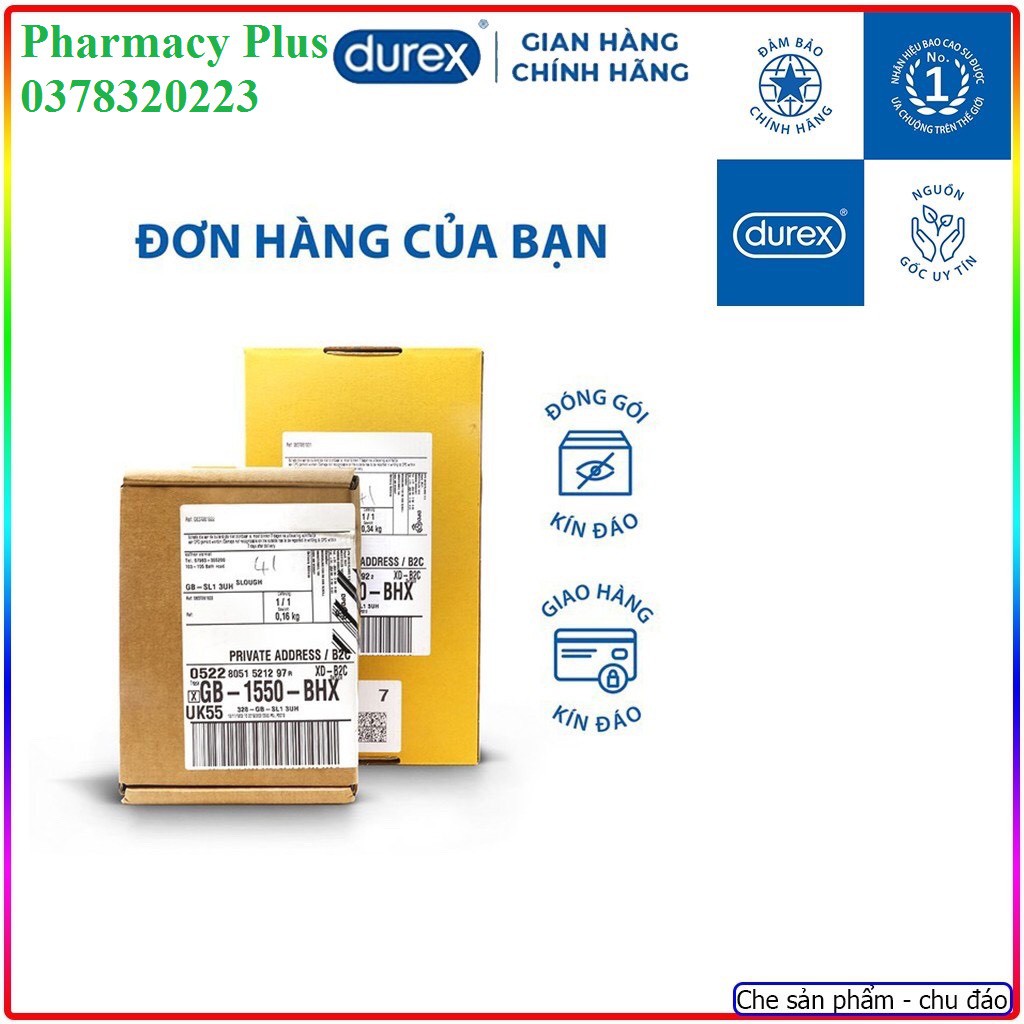 Bao cao su Durex Fetherlite 3-12 bao. Che tên sản phẩm, Phân phối chính hảng bởi DKSH Việt Nam Cam kết hàng thật 100%