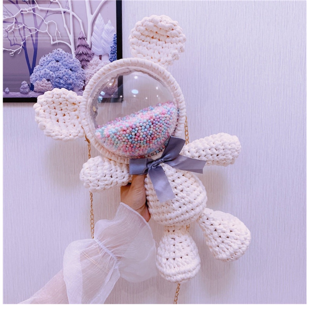 HÀNG CÓ SẴN - SET FULL NGUYÊN LIỆU ĐAN TÚI GẤU LEN SIÊU HOT Nhiều Mẫu Dễ Thương