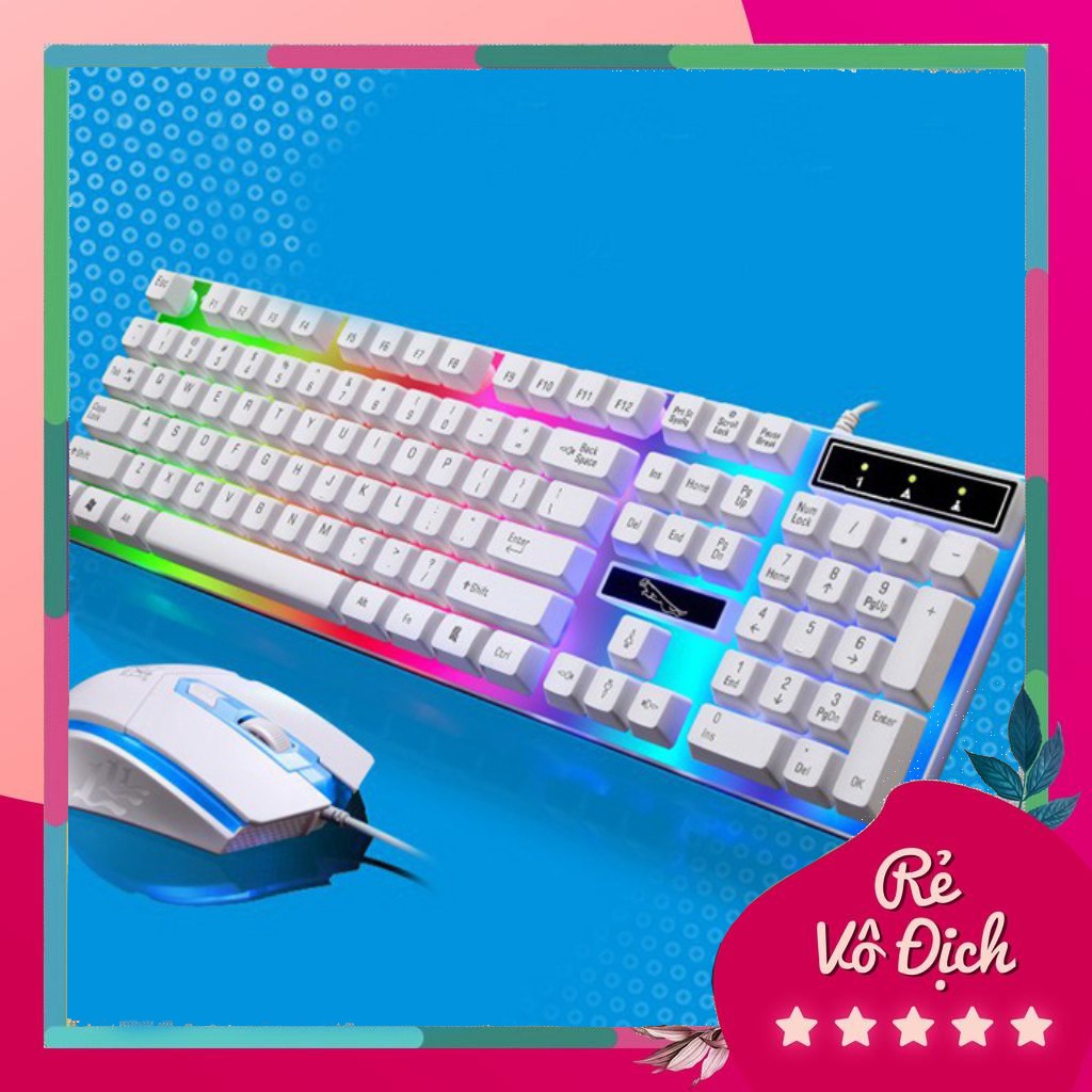 Bộ Bàn Phím Kèm Chuột LED giả cơ game G21B cho game thủ (màu trắng)