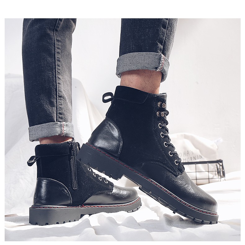 GIÀY BOOTS NAM ĐẾ KẾP CÓ KHÓA KÉO CAO CẤP HÀN QUỐC 2018 Martin boots Korean trend