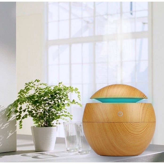 Máy tạo độ ẩm, khuếch tán tinh dầu mini để bàn kèm đèn ngủ 7 màu