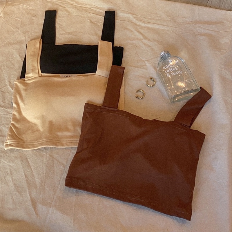 Áo 2 dây bản to có mút ngực dáng croptop- áo dây có đệm ngực chất zip co dãn cao cấp A630 SUTANO | BigBuy360 - bigbuy360.vn