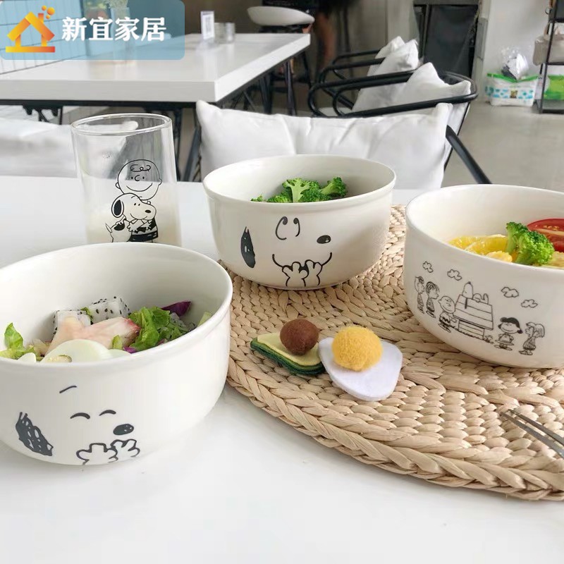 Bát Sứ Ăn salad / Ăn Tráng Miệng / Ăn Mì / Nấu Ăn Kiểu Hoạt Hình snoopy charlie Nhật Bản Dễ Thương Chịu Nhiệt Cao Cho Bé Gái