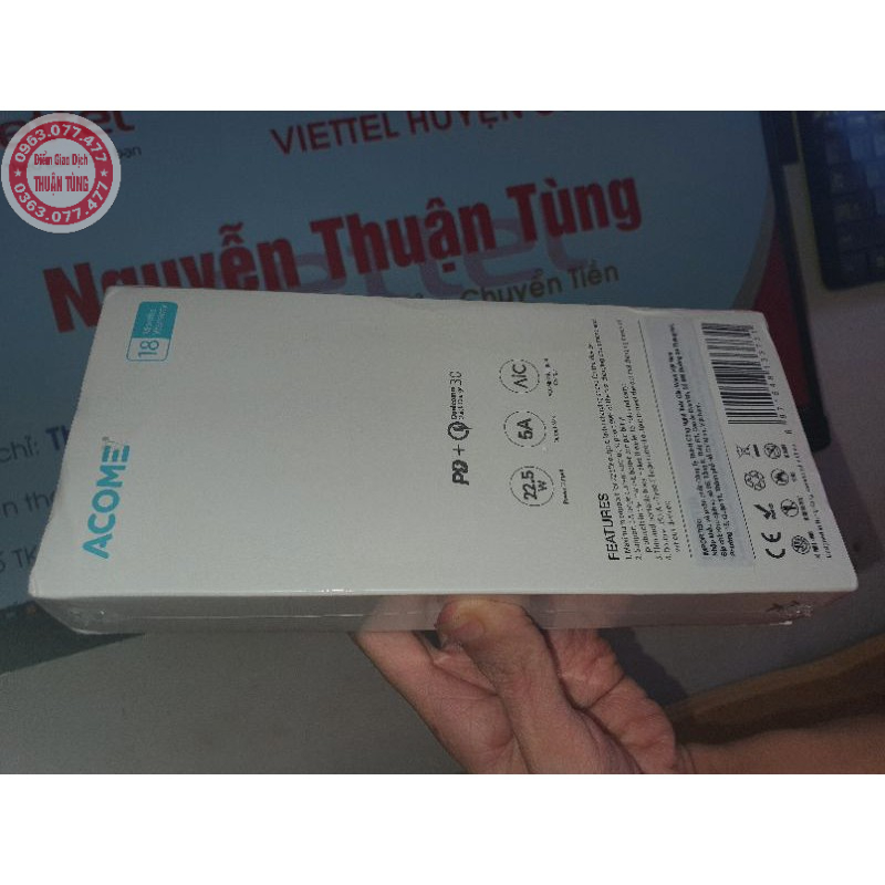 Pin Sạc Dự Phòng ACOME AP201 20000mAh Sạc Nhanh 22.5W - HÀNG CHÍNH 18 THÁNG