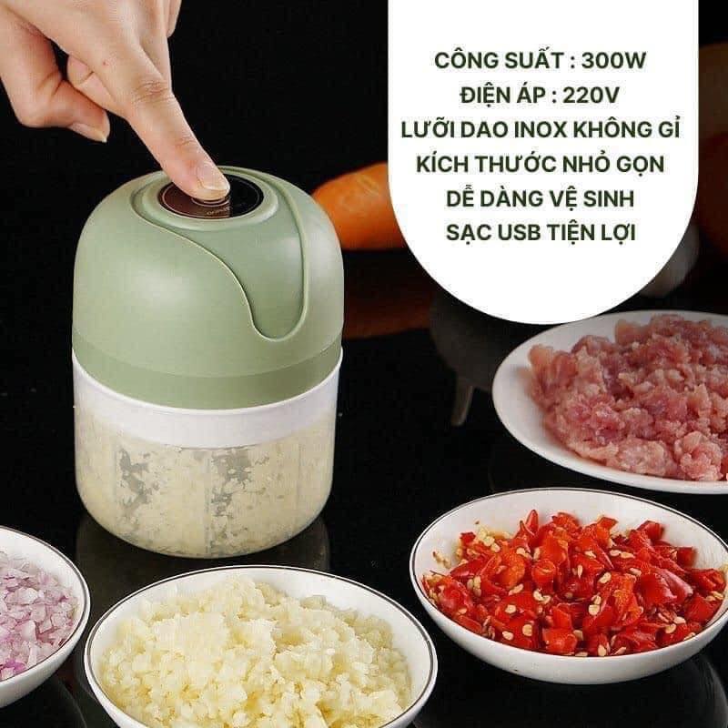 Máy Xay Mini Đa Năng Tích Điện Dụng Cụ Xay Tỏi, Ớt, Rau, Củ Quả Và Thịt