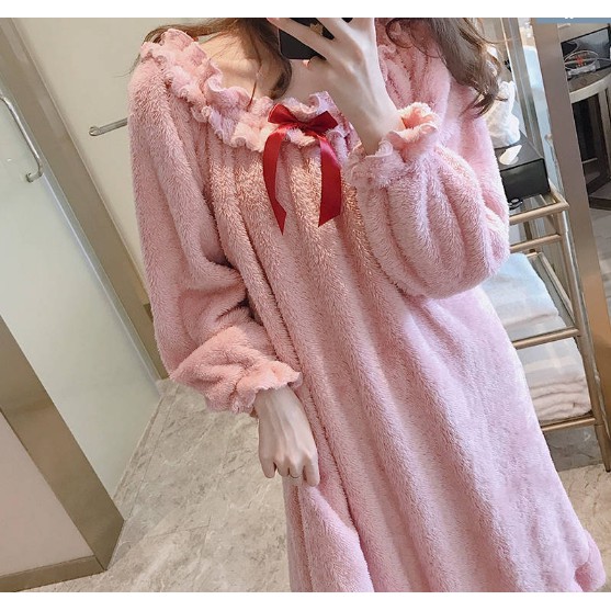 #O2 Váy ngủ công chúa mùa đông flannel dài tay nhung dễ thương hàng ORDER TAOBAO
