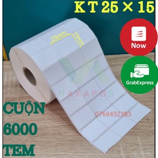 Giấy In Mã Vạch 3 Tem (Cuộn 6000 Tem) - Decal Nhiệt 3 Tem 25x15 mm/ 1 Tem,loại nhiệt