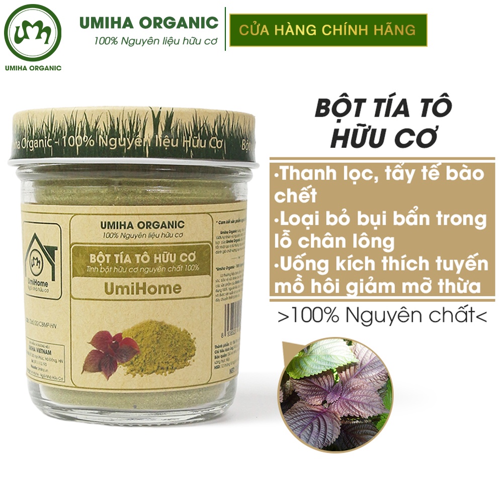 Bột Lá Tía Tô nguyên chất UMIHA ORGANIC 135G đắp mặt nạ dưỡng trắng hồng da, làm sạch mụn ẩn hiệu quả