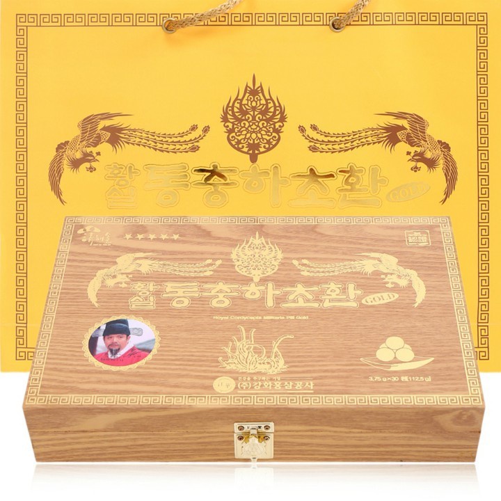 Đông trùng hạ thảo hộp gỗ KangWha Hàn Quốc(30v)