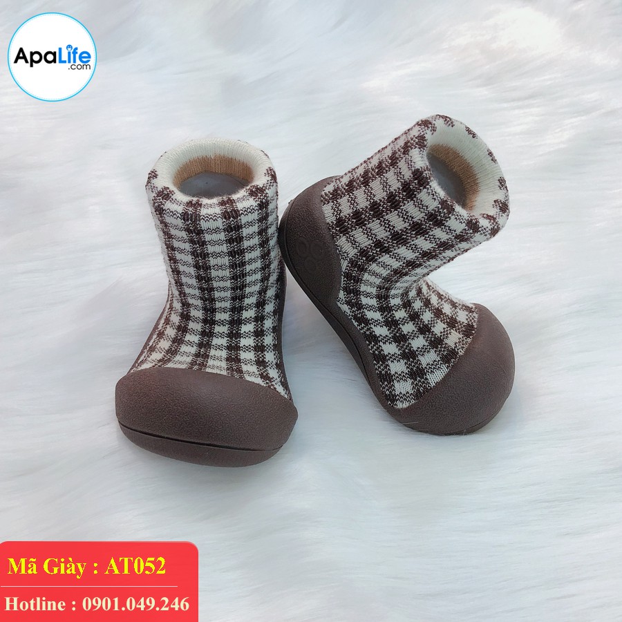Giày tập đi Attipas Chess Brown AT052 nhập Hàn Quốc - cho bé trai /bé gái từ 3 - 24 tháng: đế mềm & chống trơn