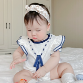 Áo liền quần Chất Cotton Phong Cách Navy Cho Bé 0-24 Tháng Tuổi