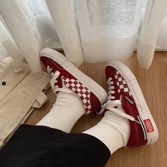 [Order 20 NGÀY] Giày sneakers vải phối caro buộc dây nữ | BigBuy360 - bigbuy360.vn