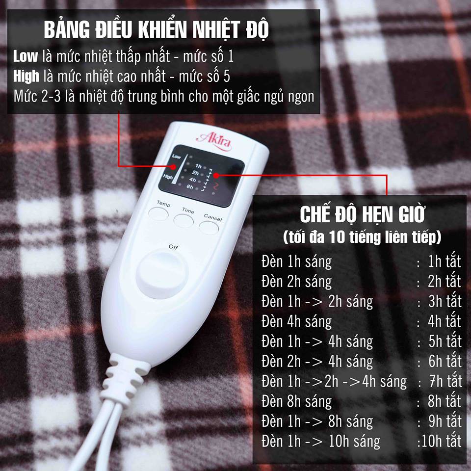 Đệm điện Nhật bản cao cấp AKIRA, giặt được bằng máy giặt, sưởi ấm cơ thể và giúp ngủ ngon, bảo hành 12 tháng