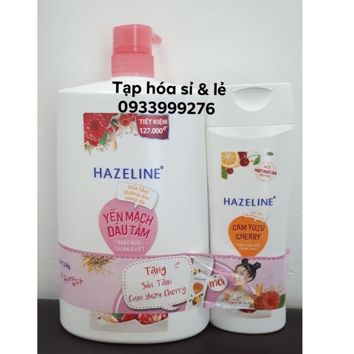 Sữa tắm Hazeline Yến Mạch/ Matcha/ cam cherry 1,2kg tặng chai sữa tắm 300g | BigBuy360 - bigbuy360.vn