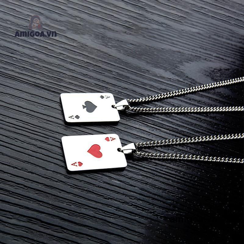 ✨✨Vòng cổ Thép Titan Mặt Hình Lá Bài Tây Thời Trang Âu Mỹ