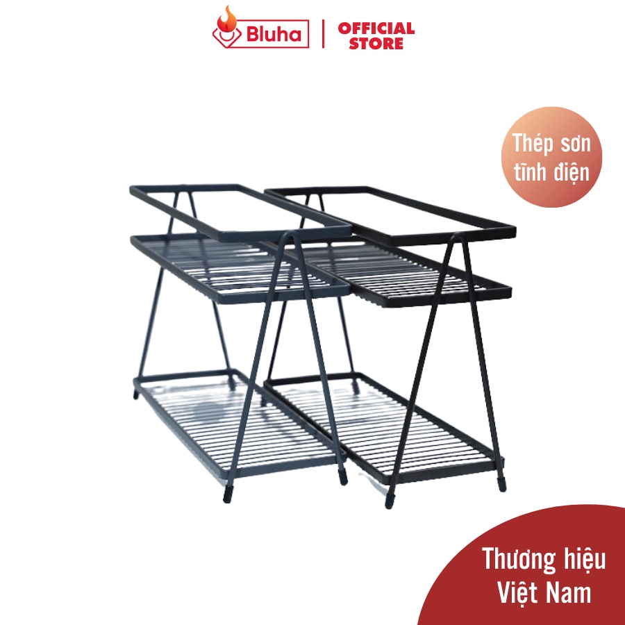 Kệ để đồ đa năng hai tầng Bluha chất liệu thép sơn tĩnh điện không chì không han gỉ, sản xuất tại Việt Nam