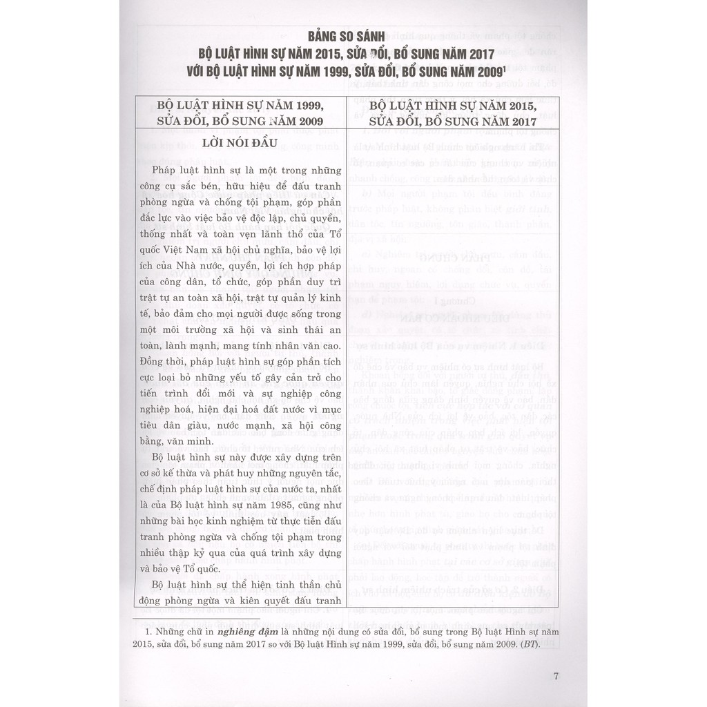 Sách - So sánh Bộ luật hình sự năm 2015, sửa đổi, bổ sung năm 2017 với Bộ luật hình sự năm 1999, sửa đổi, bổ sung năm 20 | BigBuy360 - bigbuy360.vn