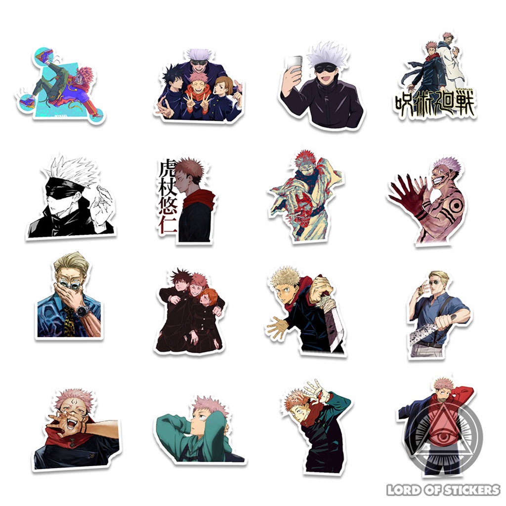 Set 50 Hình Dán Jujutsu Kaisen Sticker Anime Manga Chú Thuật Hồi Chiến Trang Trí Mũ Bảo Hiểm, Điện Thoại, Laptop, Vali