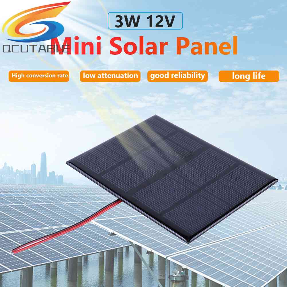 Tấm Pin Năng Lượng Mặt Trời Mini 3W 12V Cho Điện Thoại 9-12V