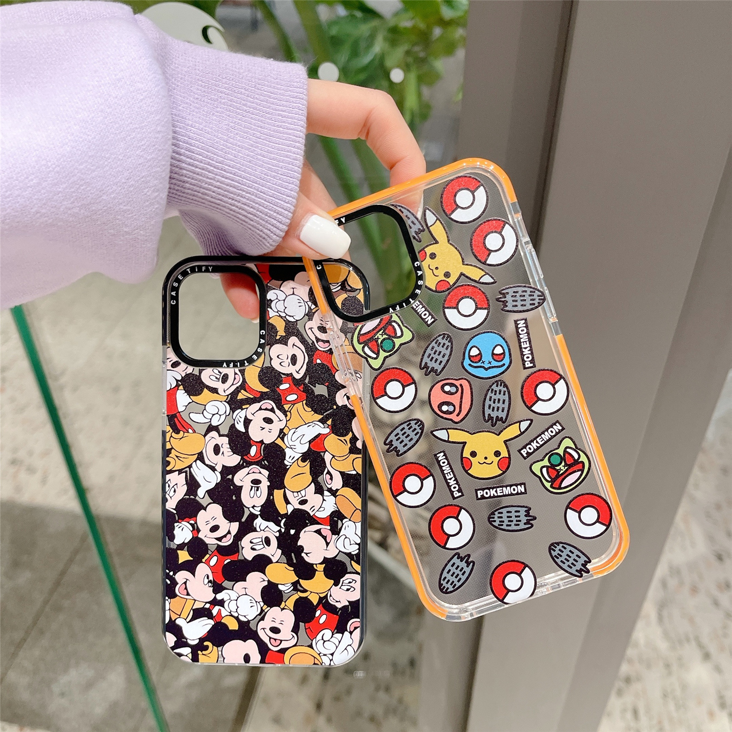 Casetify Phone Case iPhone 11 12 Pro Max 7 8 Plus SE 2020 X XS MAX XR High Quality TPU Soft Silicone Transparent Back Cover iPhone 12 Mini Cartoons Mickey Pokémon Pattern Casing