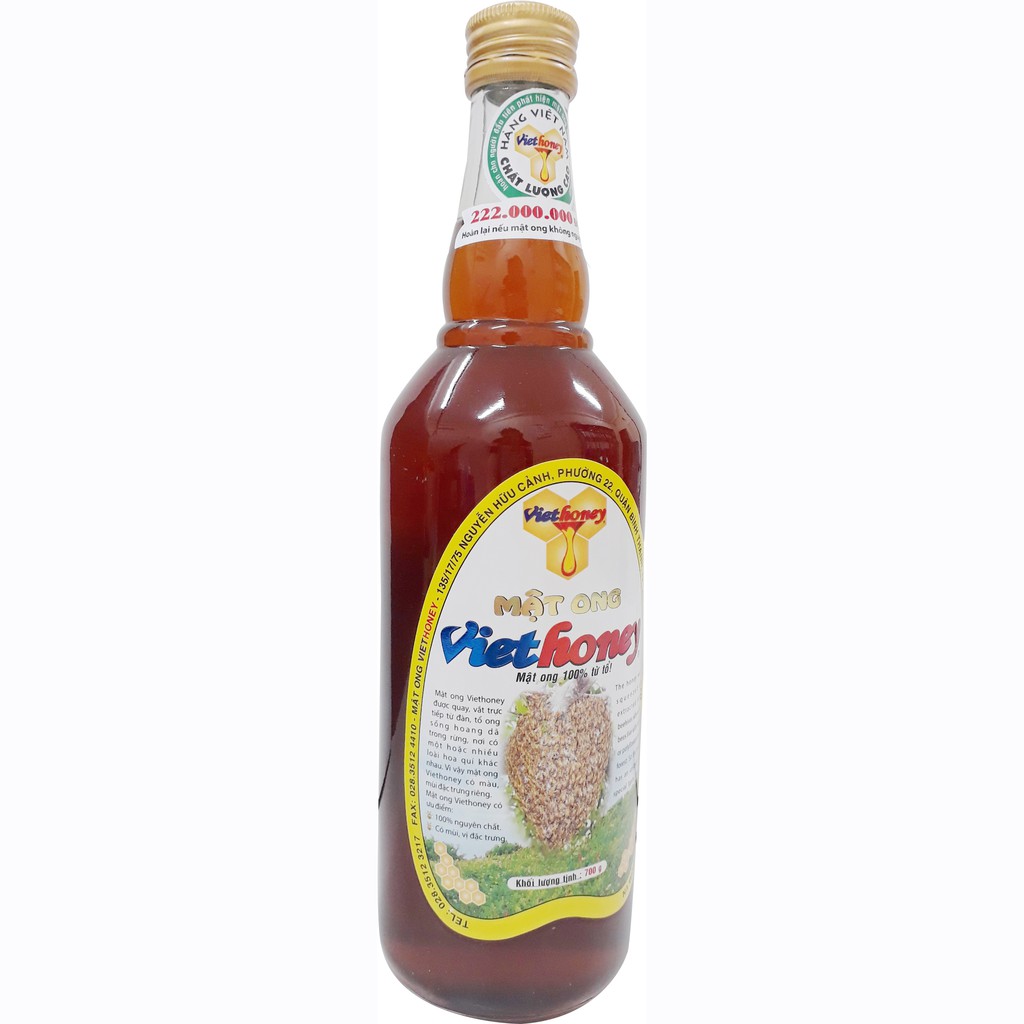 Mật ong Viethoney chai thủy tinh 700g