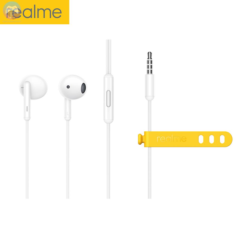 Ê realme Buds Classic Earphones 1.3m Wired Earbuds Half In-Ear Built-in Mic 14.2mm Large Driver Headset Remote and Microphone Wire Control Tangle-Free Sports Headset Compatible For Laptop Tablet Phone