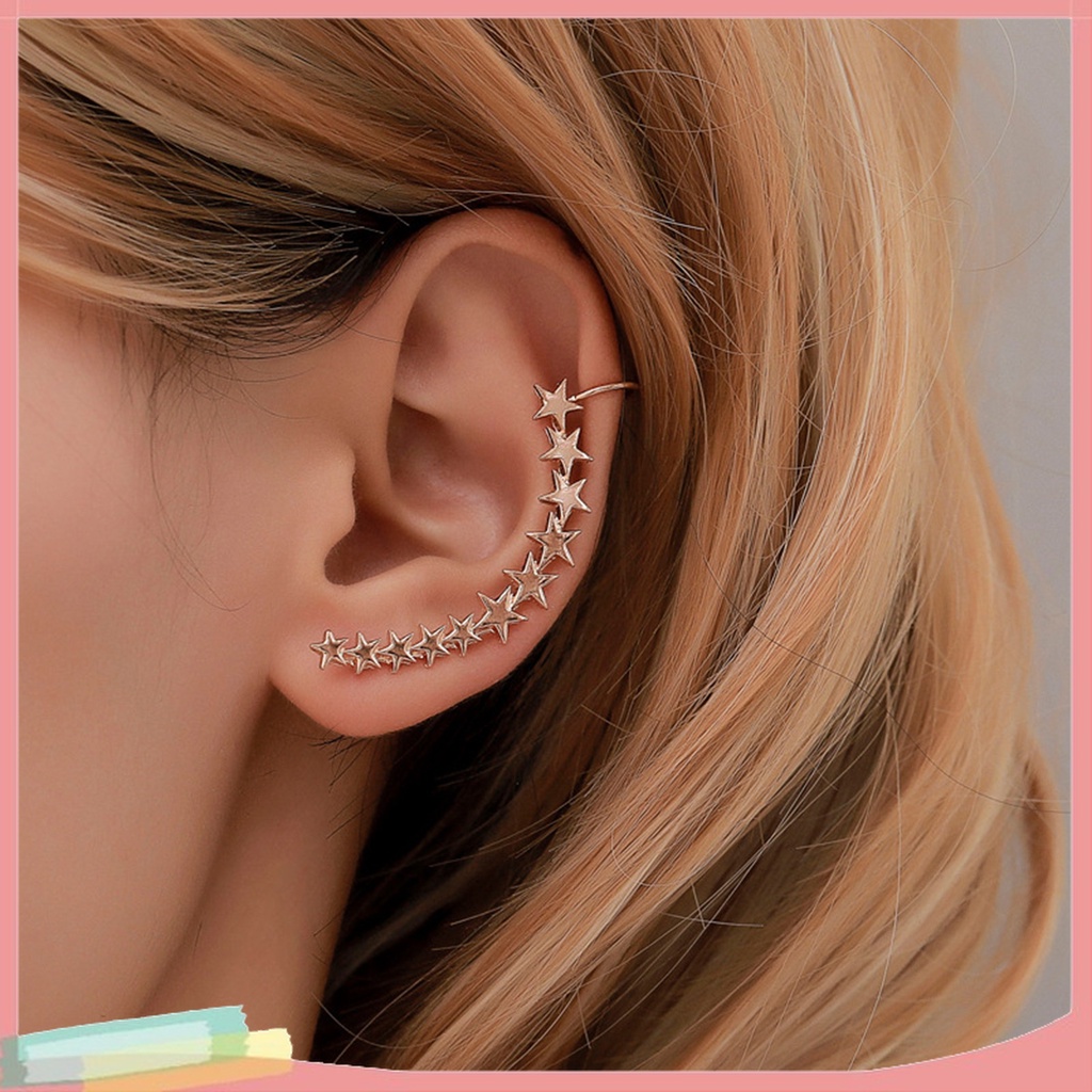 [LK] - 1 Bông Tai Dạng Kẹp Hình Ngôi Sao Năm Cánh Nhẹ Chống Dị Ứng Dễ Phối Đồ Trang Sức Cho Nữ