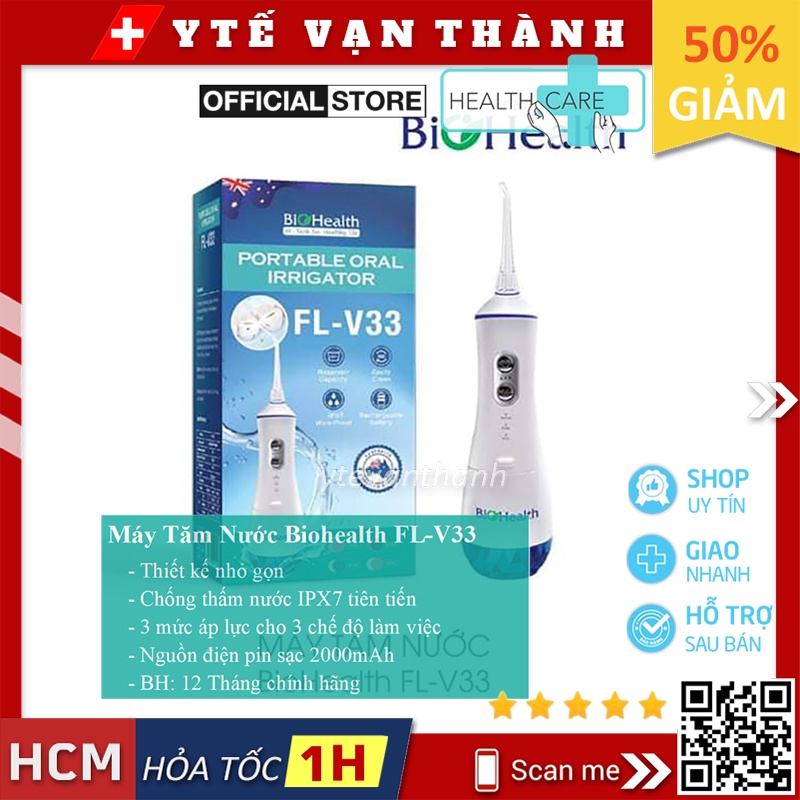 ✅ [CHÍNH HÃNG] Máy Tăm Nước Biohealth FL-V33 | Nhỏ gọn, làm sạch kẽ răng hiệu quả -VT1004