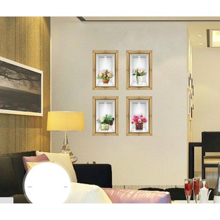 Decal dán tường Combo 2 tranh dây đèn thả + 4 bình hoa