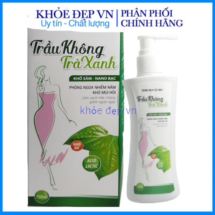 Dung dịch vệ sinh trầu không xanh- khổ sâm, nano bạc, làm sạch, kháng khuẩn, ngăn mùi – Chai 150ml