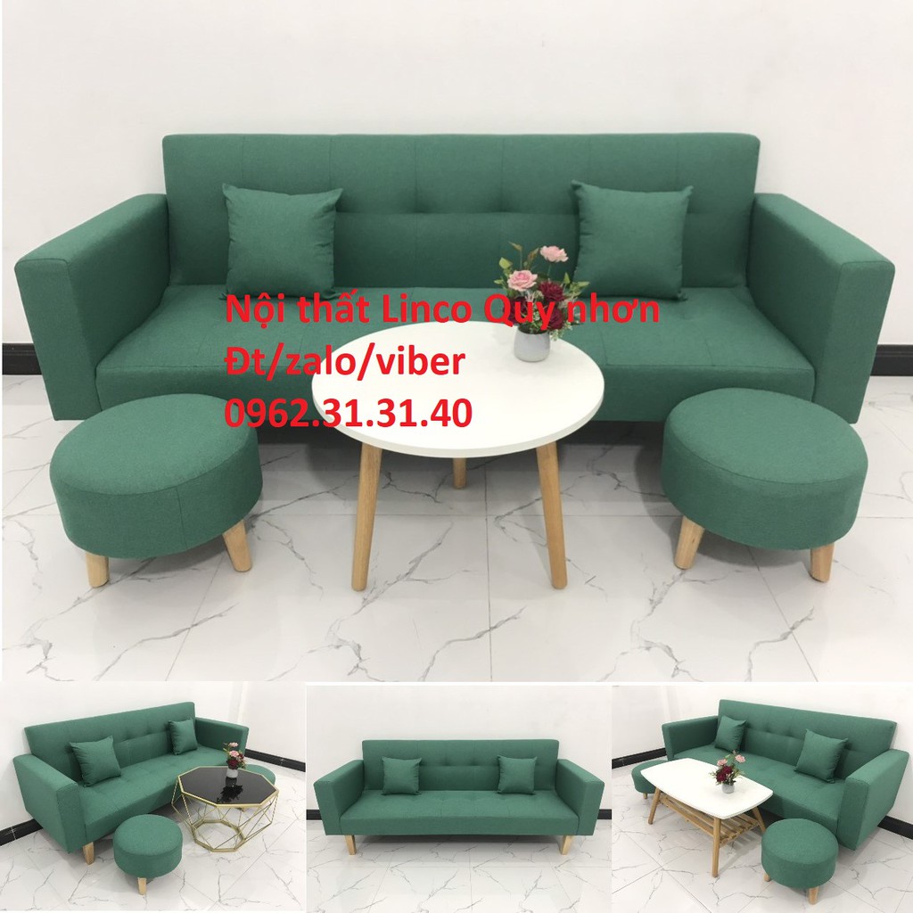 Bộ bàn ghế Sofa giường tay vịn đa năng SFGTV07 xanh ngọc sofa giá rẻ sofa nhỏ phòng khách Nội thất Linco Quy Nhơn