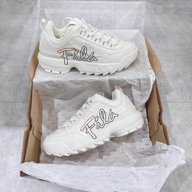 Giày FILA Disruptor 2 Logo Nam nữ Màu Trắng, Hàng Chính Hãng, Full Box, Tem, Tag...