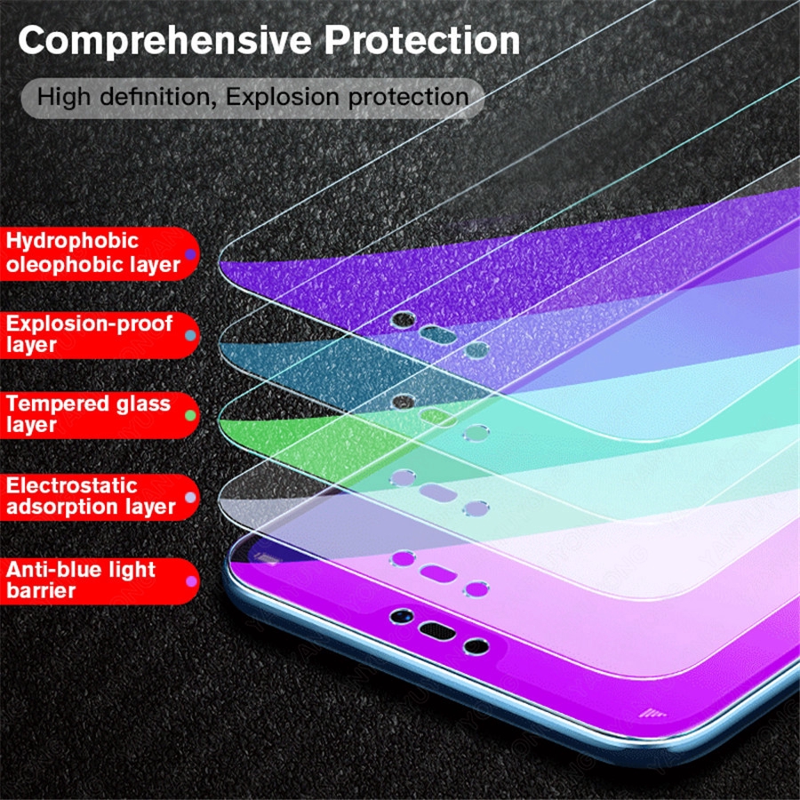 Kính Cường Lực Chống Ánh Sáng Xanh Cho Xiaomi Mi 10t Pro Redmi Note 7 8 9 10 Pro Max 9t 9s 9a 9c Lite K40 Pro Poco M3 F3 X3 Pro Nfc