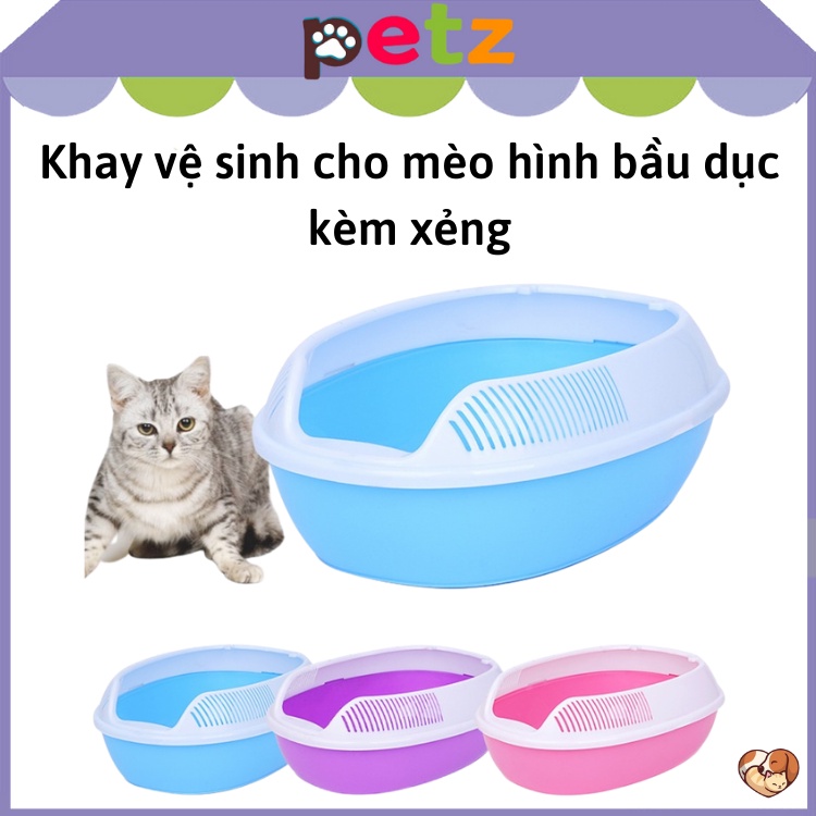 Khay vệ sinh cho mèo kèm xẻng PETZ chậu cát cho mèo sạch sẽ, siêu bền