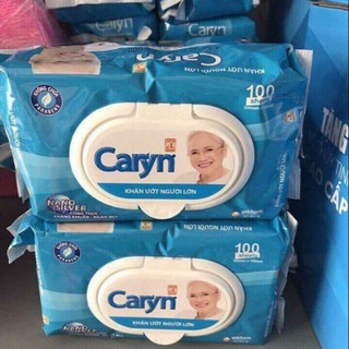 Khăn Ướt Cao Cấp Caryn Xanh Lam Không Mùi 100 Tờ - Hàng Khuyến Mại Bỉm Caryn Người Lớn