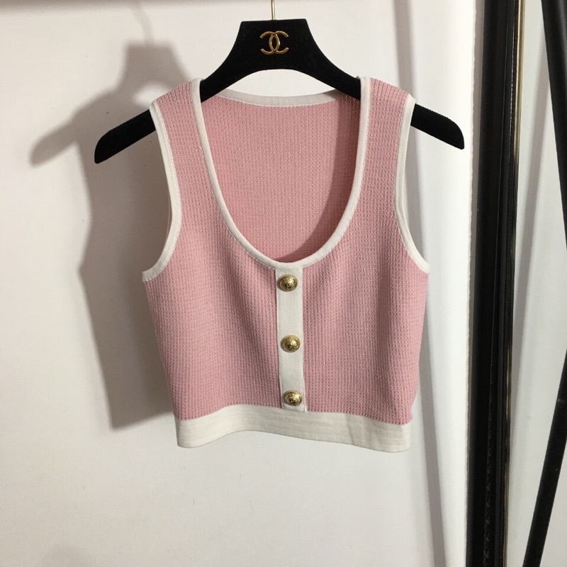 Áo len mỏng ba lỗ dáng lửng thương hiệu thời trang Balmain cao cấp có 2 màu