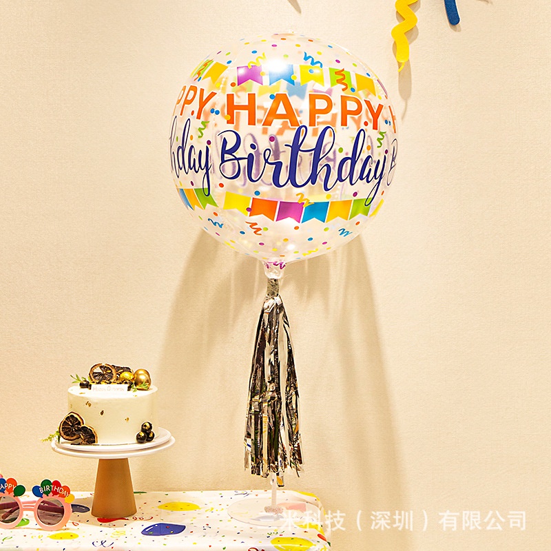 Bóng Jumbo  4D 24 in chữ HPBD trong suốt màu 4D nổi trang trí sinh nhật tổ chức tiệc